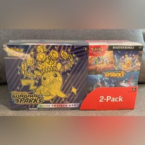 Pokemon TCG Surging Sparks ETB + Booster Bundle Costco 2 Pack Sealed NEW